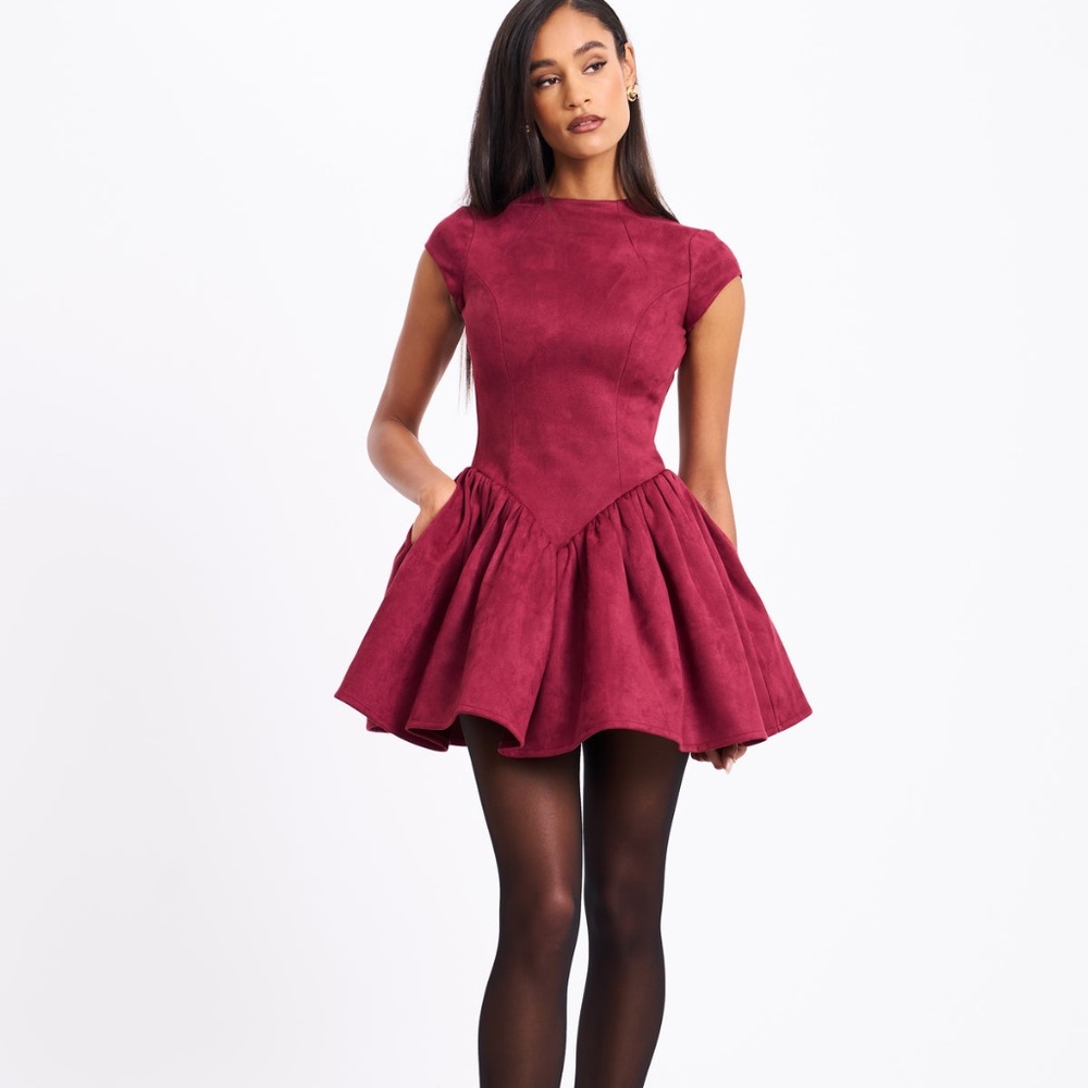 Miss Circle “Jacqueline” Backless Mini Dress in Burgundy — Size M
